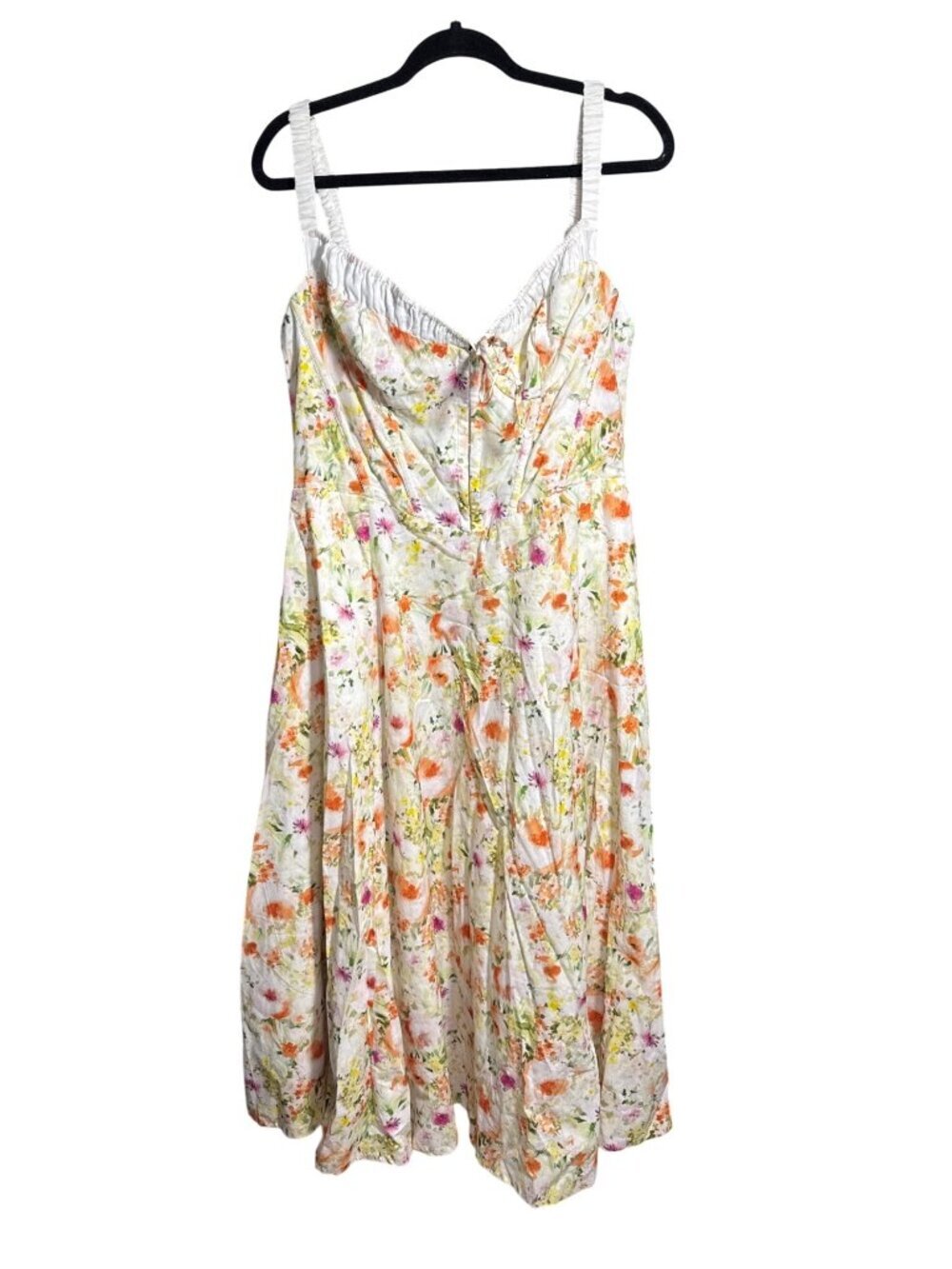 NWT ASTR Julietta Orange Ivory Floral Corset Midi Dress XL MSRP $164